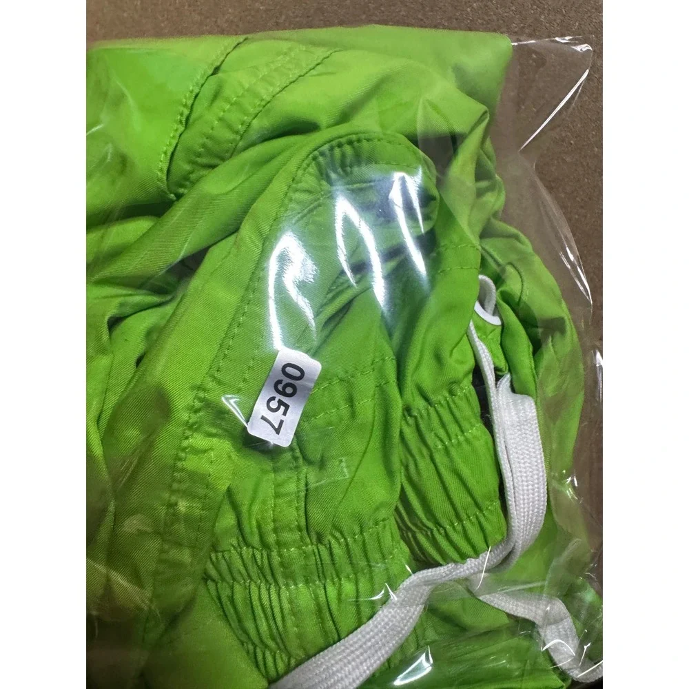 Nike Mens Swim Trunks Shorts Green White Logo Elastic‎ Waist Lined Casual